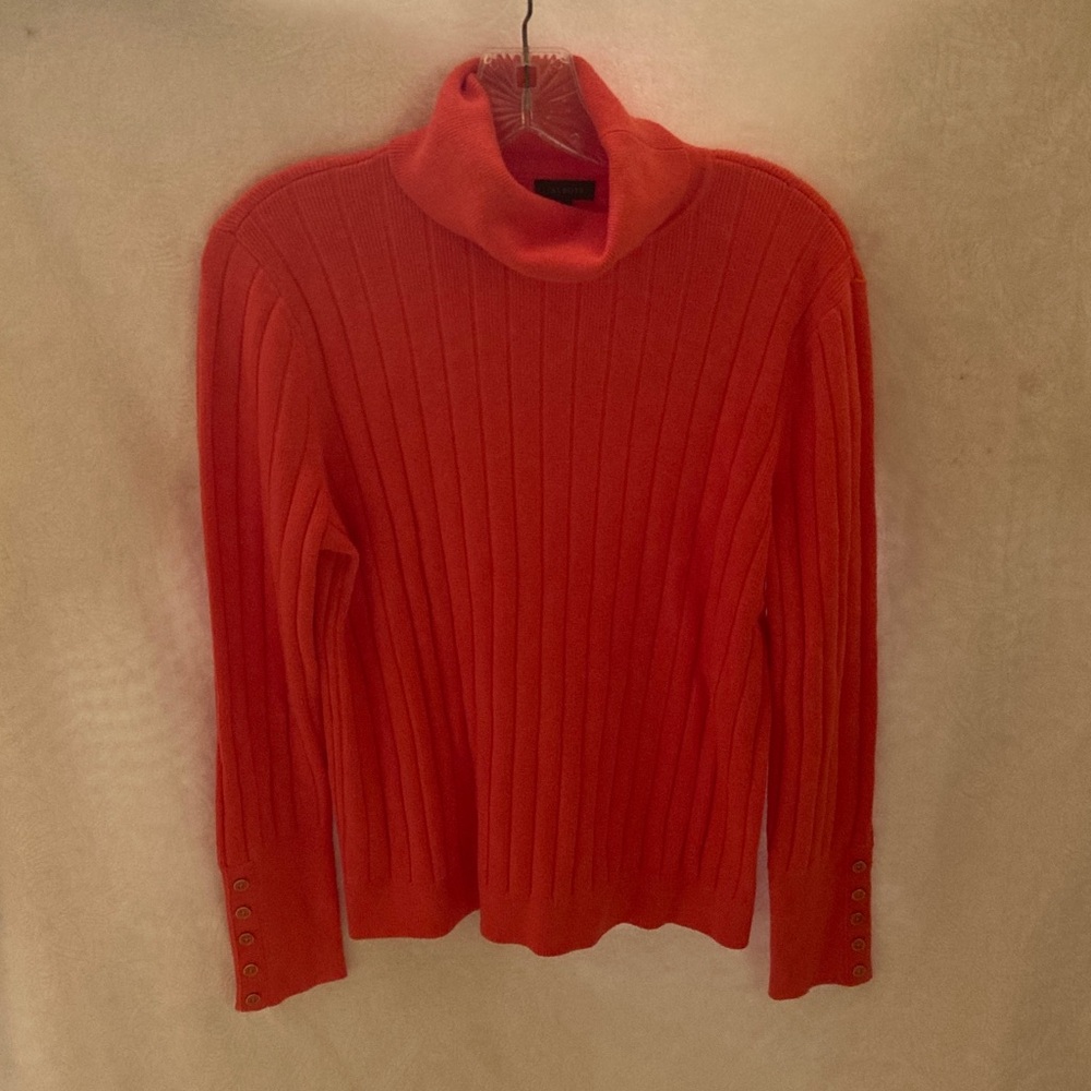 Women's Coral Ribbed Turtleneck Sweater -